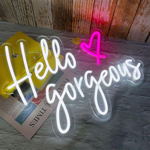 Hello Gorgeous Neon Sign, Custom Neon Sign, Personalized LED Neon Sign, Bedroom Decor, Wall Art, Event Decor, Party Signs, Trendy LED Signs - Etsy