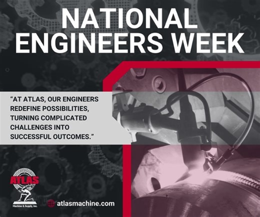 Atlas Machine & Supply proudly recognizes Engineers Week by spotlighting the exceptional contributions of our Engineers. As one of the driving forces behind our success, our engineering team sets us apart with their unparalleled innovation and ability to craft unique solutions. Armed with decades of collective knowledge in materials, industrial repair, and machinery, our engineers play a pivotal role in managing projects with creativity and dedication. Through the use of technology and innovatio
