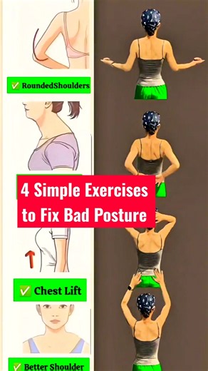 Four Simple Exercises to Fix Bad Posture | Rounded Shoulders & Forward Head Posture #homeworkout