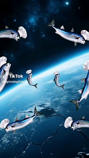 Funny Spinning Fish Animation in Space