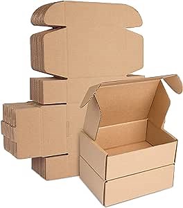 Corrugated Cardboard Shipping Boxes, 150x100x50mm (6"x4"x2") Small Parcel Boxes, Packaging Mailing Boxes for Business, Posting, Small Packet Shipping, Storing or Gift(Pack of 10)