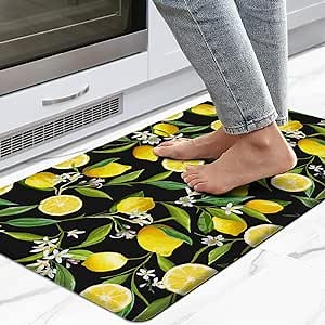 FYATHM Kitchen Mats Lemon Kitchen mats for Floor Anti Fatigue Mats for Kitchen Floor Cushioned Non Slip Waterproof Standing Mat for Bedroom Office Sink Laundry