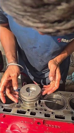 Piston Installation & Engine Block Assembly. #shortvideo #youtubeshorts