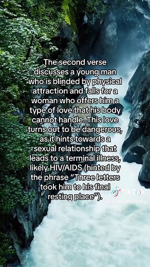 Replying to @𝐽𝑜𝑗𝑜🫧 “Waterfalls” is one of the most iconic songs by the R&B group TLC. At its core, the song is a cautionary tale about the dangers of ambition, recklessness, and the pursuit of desires without considering the consequences. The first verse speaks about a mother’s concern for her son who is entrenched in a life of crime and violence. Despite her prayers and emotional support, she cannot keep him out of harm’s way. The tragic ending of this narrative is delivered bluntly: “Anot