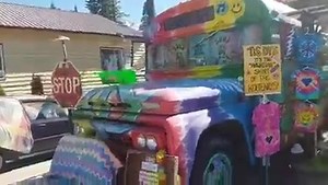 The Kool Bus at Balfour Kootenay ferry landing. They are way too hippy to have any social media or trust me I would be tagging and promoting them. So if you want one of these awesome shirts you're going to have to go there. ;) ✌ | The Graveyard Witch