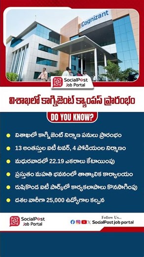 Cognizant in Vizag 🤯 10,000 Jobs Coming Soon! ₹1500 Cr Investment #itjobs #aplatestnews #apnews