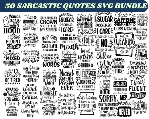 Sarcasm SVG Bundle| Funny Sarcastic Quotes| Sassy Sayings SVG| Sarcastic SVG Pack| Humor Svg Bundle| Sarcastic Cricut Files| Funny Cut Files - Etsy Canada