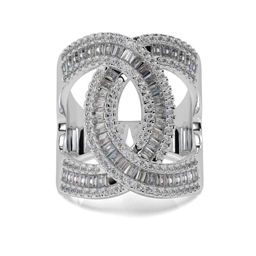 925 Sterling Silver Diamond Infinity Ring, Wide Band Statement Ring - Etsy