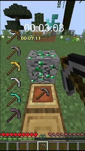 How long does each PICKAXE take to mine EMERALD ORE? 😳