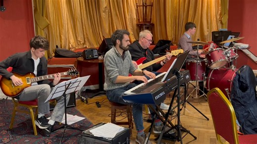 As we get ready for our upcoming party Sleighbells & Big Bands, we’re excited to introduce the incredible Rhythm Section—the heartbeat of TRBB! From groovy bass lines to sparkling piano riffs and driving drum beats, these musicians bring every number to life. Enjoy this behind-the-scenes snippet of Tom on Drums, James on Keys, Dylan on Guitar and David on Bass Guitar 🥁🎹🎸 | Trent River Big Band - TRBB