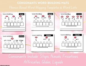 Consonants Word Building Mats with Word Lists & Consonant Chart