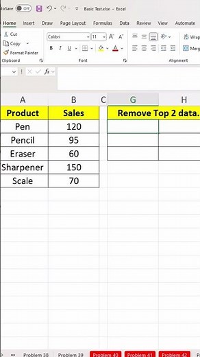 #38 Excel Interview Challenge | Remove Top 2 Rows Data #excel #excelshorts #guideofmad