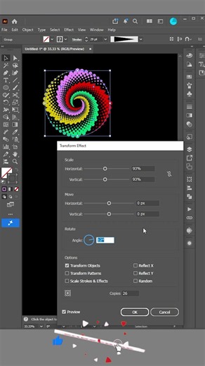 Adobe Illustrator start Transform effect tips and tricks for professional graphic designer #shorts