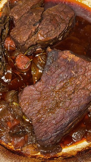It will become your favorite , The beef is slow-cooked to tender perfection in a bold red wine sauce with fresh herbs for an ultra-comforting meal.#braised #beef #recipes
