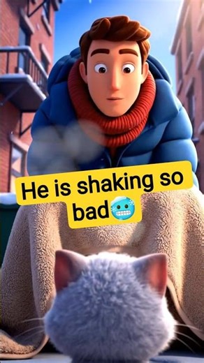 Listen to his teeth chatter... He is freezing! 🥶💔 #shortstory Emotional Short Story 🇺🇸