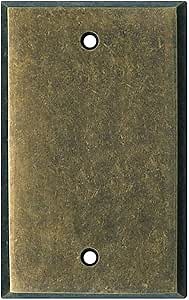 Light Switch Plate No-Device Blank Wall Plate Combination | 1 Toggle - 1 Blank Mottled Antique Brass Electrical Faceplate | Hand Polished Hazel Brass Construction | 2 Gang, 4.5" W x 4.5" H