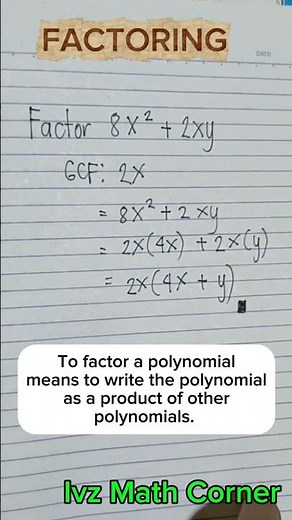 Factoring Made Easy ✏️ | Extracting the Common Monomial Factor #mathshorts