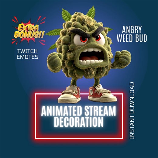 Twitch Stream Animated Decor Angry Weed Bud, 420 Twitch Animated Overlay, Weed Animated Emote, Twitch Animated Alert, Weed Stream Companion - Etsy Canada