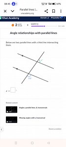 Below are two parallel lines intersected by a transversal line.... | Filo