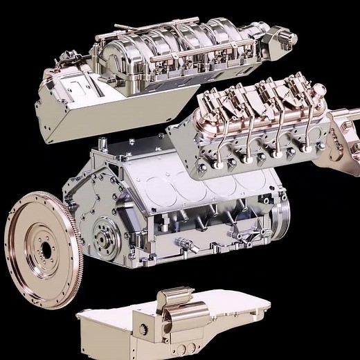 3D Engine Model - Exploded View Animation | HARD SURFACE KITBASH #3dmodeling #cgart #3danimation