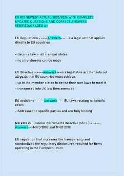 CII R01 NEWEST ACTUAL 2025/2026 WITH COMPLETE UPDATED QUESTIONS AND CORRECT ANSWERS VERIFIEDGRADED A