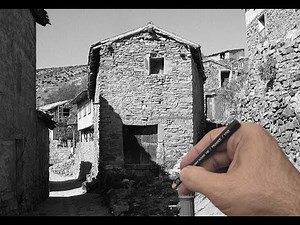 Conté Crayon Techniques for Stone Walls – Village Scene