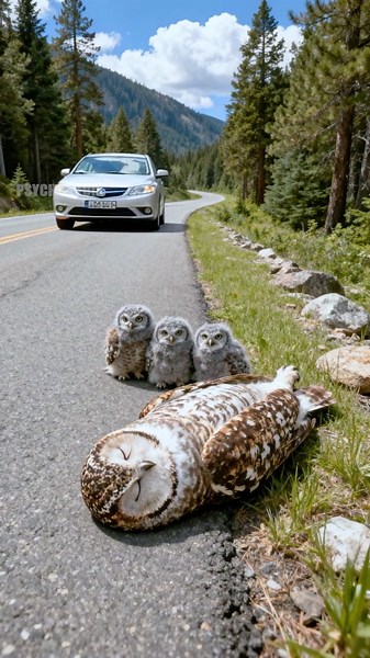 Kind Man Rescues Owl and Her Chicks on the Roadside– Heartwarming Wildlife Story #rescue #wildlife