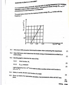 Question 10In an experiment using a photocell, ultraviolet li... | Filo
