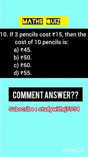 maths quiz MCQ 💯#viral #maths #quantitativeaptitude #quiz #viralvideo #shortsviral #mathematics
