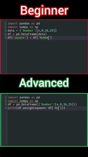 **NumPy aur Pandas me Square Root beginner vs advanced #programming #coding #python
