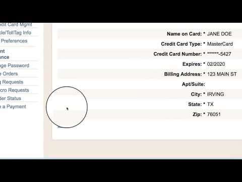 How to Add or Update TollTag Account Payment Information