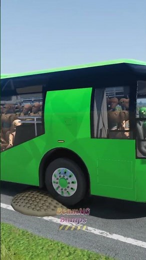 City Bus, Long Bus Vs Massive Speed Bumps - BeamNG.Drive #beamng #beamngdrive #longbus #bus #shorts