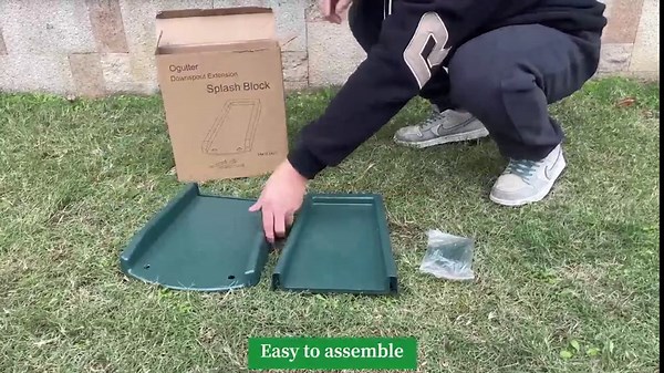 Splash Blocks for Gutters Downspouts, 24" Downspout Extensions for Rain Water Drainage, Thickened Gutter Splash Guard with Fixing Piles(1 Pack, Green)