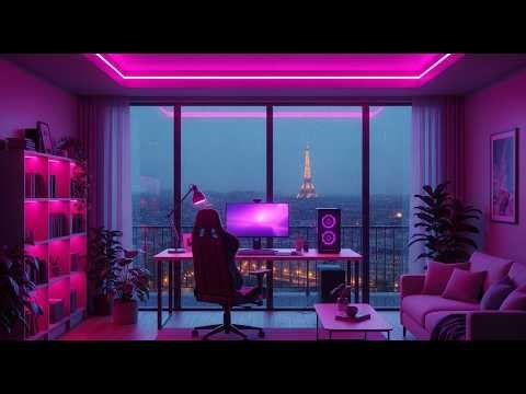 Neon Room with Eiffel Tower Night View 🌆✨ | Lofi Hip Hop Beats for Focus, Relax & Chill Vibes