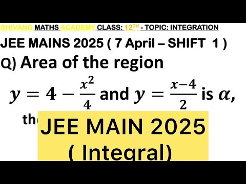 Q) If the area of the region bounded by the curves 𝑦=4−𝑥^2/4 and 𝑦=(𝑥−4)/2 is equal to 𝛼, then 6𝛼