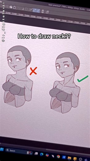 Fix your Neck!! 3/4 View! ❤️ #digitalart #drawing #shorts #art #foryou #howtodraw #asmr