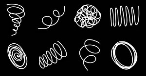 Pack of Animated squiggle and lines. Hand Drawn Scribbles Elements. Doodle Marker, Brush, Pen, chalk. White Highlight Elements. Loop animation with Alpha channel. Modern textured brush stroke.