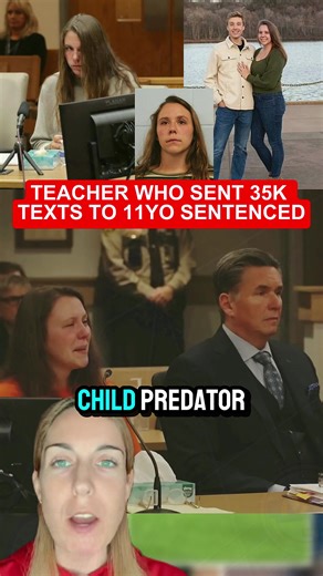 The teacher who sent 35K inappropriate text messages to her 11YO student, looks to make sure the camera is facing her as she obnoxiously cries during sentencing #madisonbergmann