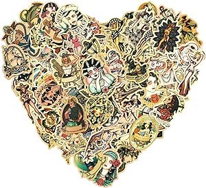 DLAND 100 PCS Vintage Stickers for Adults,Pin Up Stickers Sailor Jerry Stickers and Decals,Retro Girl Stickers,Suitable to Water Bottle, Computer, Skateboard, Car, Guitar