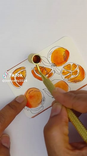 Juicy watercolor oranges 🍊 a copper border = sweet, fresh, and a little extra. “Make it simple, but significant.” ✨ Save this for your next tag idea & share with someone who loves hand-painted details! #AbstractOranges #CopperBorder #WatercolorTag #CitrusArt #MiniArtMagic #GiftTagInspo #FruitIllustration