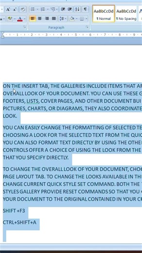 MS Word Ka Hidden Shortcut 😱 | Capital Small Letter 1 Second Me | Shift + F3