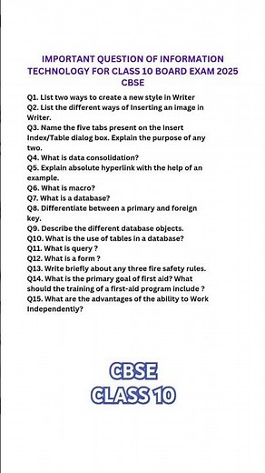 class 10 IT(information technology) important questions 2025 cbse #cbseclass10