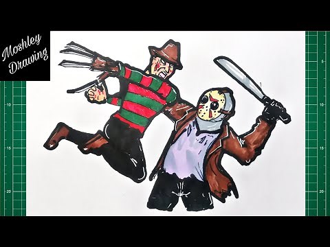 How to Draw Freddy Krueger Vs Jason Voorhees