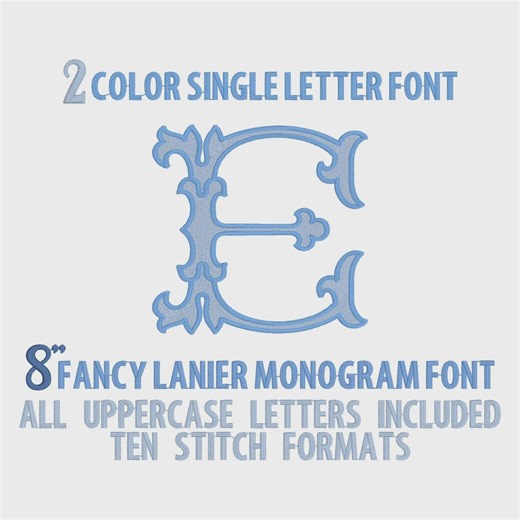 Lanier Font Monogram: 8" Two-color Embroidery Design (10 Formats) - Etsy