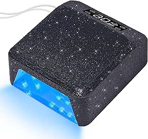 UV LED Nail Lamp 96W Plug-in Nail Dryer Sparkly Gel Polish Light 4 Timer Setting Professional Quick Dry Curing Lamp with Display Auto Sensor for Salon & Home, Black