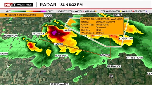 ⚠️ NEXT Weather Alert: Severe T-Storm Warning for Pipestone, Moody, Rock county until 9/21 7:15PM. Severe thunderstorms can produce quarter-size hail (or larger) and/or wind gusts to 60 mph or greater. Take shelter inside, in an interior room on the lowest floor of a sturdy building, and stay away from windows until the storm passes. More: wcco.com/weather | WCCO & CBS News Minnesota
