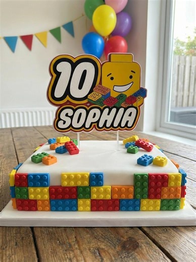 Custom Lego-inspired Birthday Cake Topper – Personalized Name & Age - Etsy