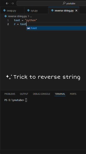 Reverse String in Python | Beginner Friendly Hack #shorts #python