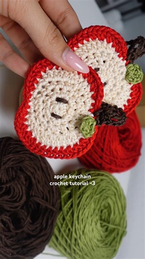 your next crochet keychain 🍎🪩💌 #crochet