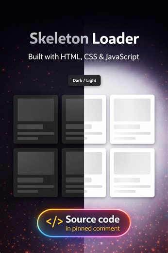 Skeleton Loader - Built with HTML, CSS & JavaScript | devsQUE Source code in pinned comment #coding #html #css #javascript #reels | devsQUE
